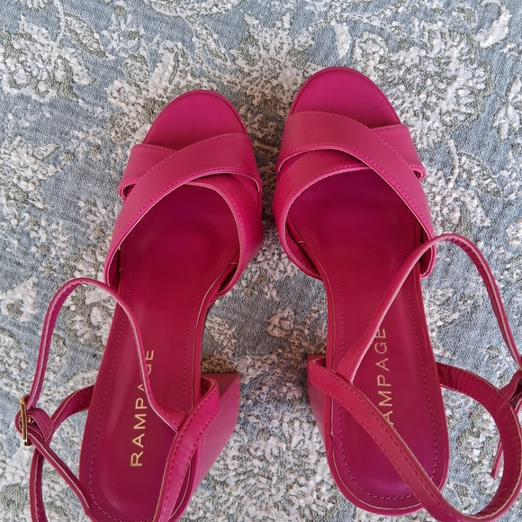 🛍 Rampage Women's Pink Platform Sandals Sz.7 EUC - Picture 6 of 12